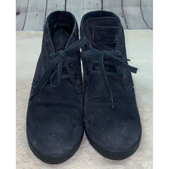 PRADA Women's Black Milano Suede Lace-Up Wedge Boots Booties Size 39/US 9 - Picture 2 of 8